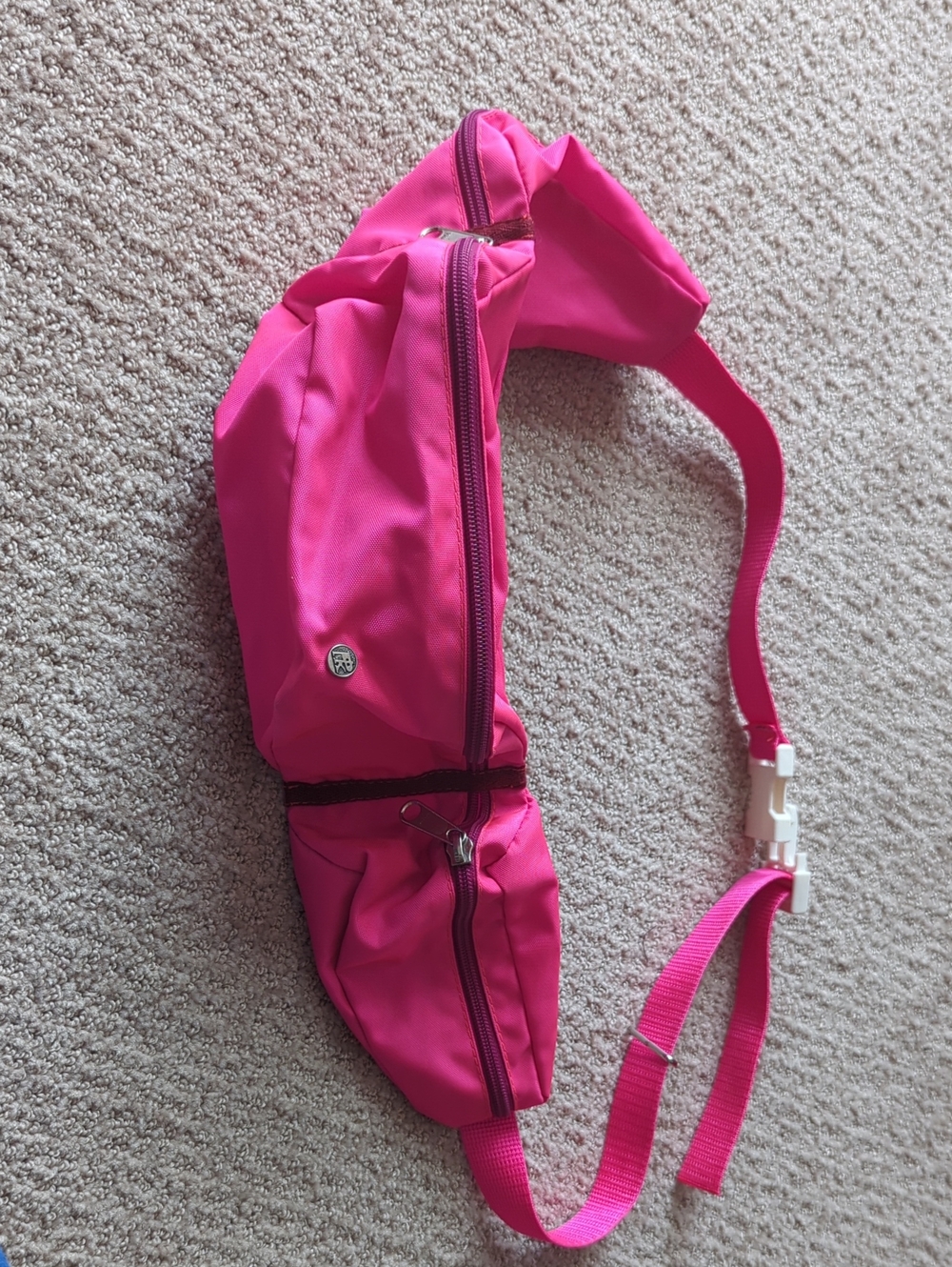 Bright Pink Waist Bag with Front Zip Pockets